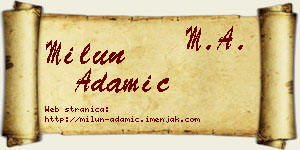 Milun Adamić vizit kartica
